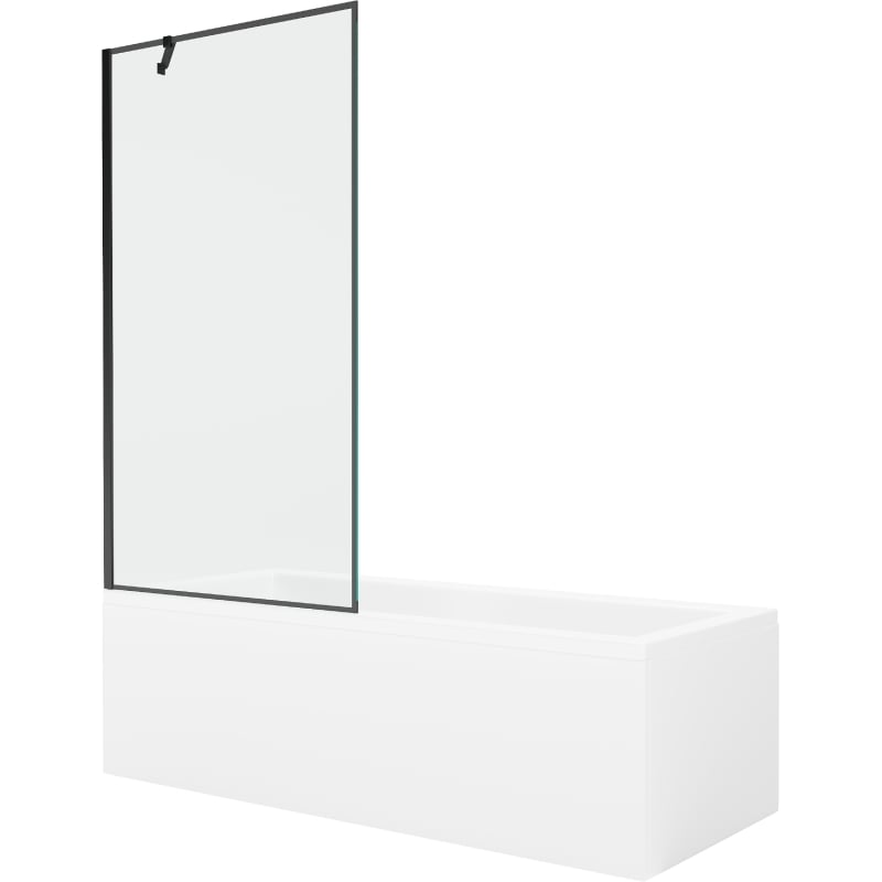 Mexen Cubik rectangular bathtub 150 x 70 cm with casing and 1-wing screen 90 cm, black pattern - 550315070X9509007070