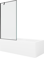 Mexen Cubik rectangular bathtub 150 x 70 cm with casing and 1-wing shower screen 90 cm, black pattern - 550315070X9509007070