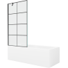 Mexen Cubik rectangular bathtub 150 x 70 cm with casing and 1-wing screen 90 cm, black pattern - 550315070X9509007077
