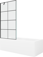 Mexen Cubik rectangular bathtub 150 x 70 cm with casing and 1-panel screen 90 cm, black pattern - 550315070X9509007077
