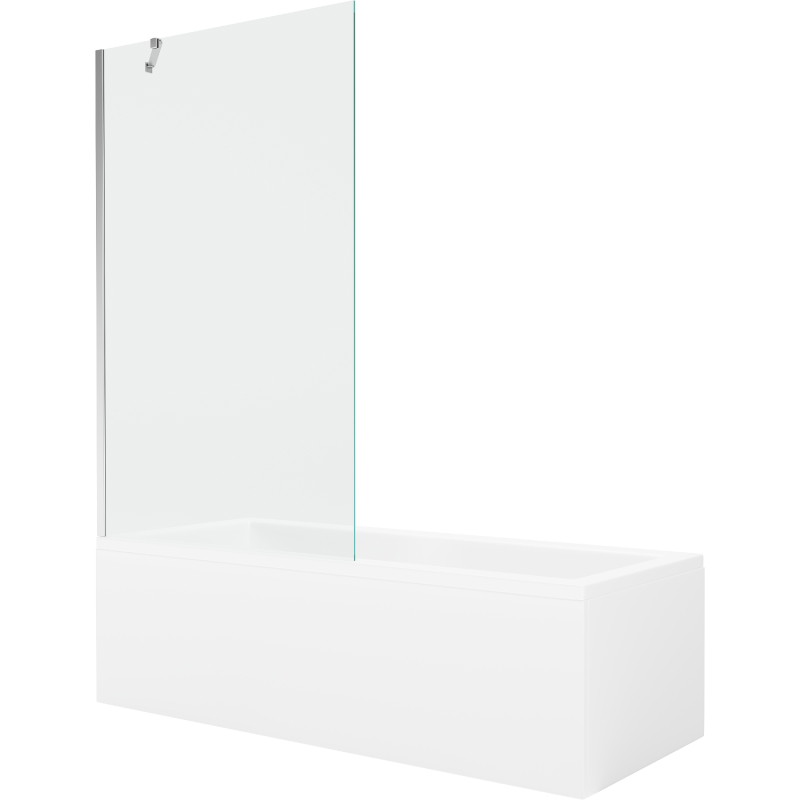 Mexen Cubik rectangular bathtub 150 x 70 cm with casing and 1-panel screen 100 cm, transparent, chrome - 550315070X9510000001