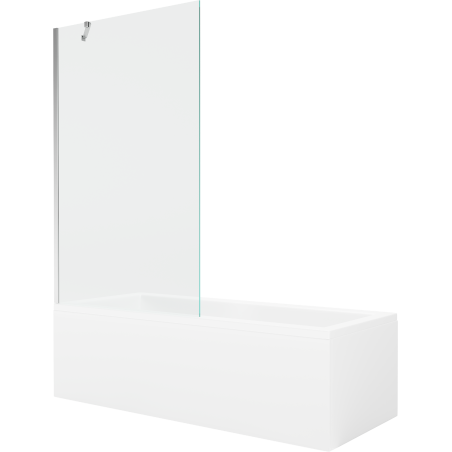 Mexen Cubik rectangular bath 150 x 70 cm with casing and 1-wing screen 100 cm, transparent, chrome - 550315070X9510000001