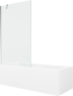 Mexen Cubik rectangular bathtub 150 x 70 cm with casing and 1-panel screen 100 cm, transparent, chrome - 550315070X9510000001