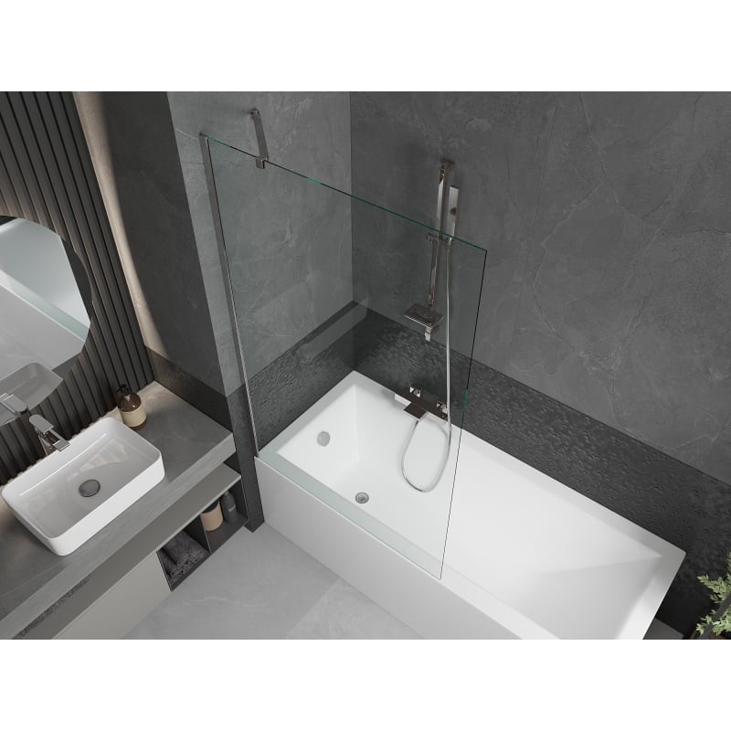 Mexen Cubik rectangular bathtub 150 x 70 cm with enclosure and 1-panel screen 100 cm, transparent, chrome - 550315070X9510000001