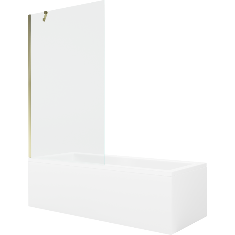 Mexen Cubik 150 x 70 cm rectangular bathtub with panels and a 1-wing screen 100 cm, transparent, gold - 550315070X9510000050