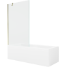 Mexen Cubik rectangular bathtub 150 x 70 cm with casing and single-panel screen 100 cm, transparent, gold - 550315070X9510000050