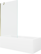 Mexen Cubik rectangular bathtub 150 x 70 cm with enclosure and 1-panel screen 100 cm, transparent, gold - 550315070X9510000050