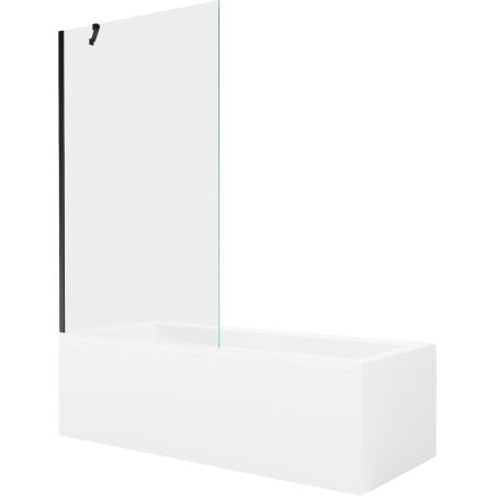Mexen Cubik 150 x 70 cm rectangular bathtub with panels and a 1-wing screen 100 cm, transparent, black - 550315070X9510000070