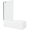 Mexen Cubik rectangular bath 150 x 70 cm with panel and 1-wing screen 100 cm, transparent, black - 550315070X9510000070