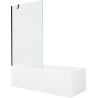 Mexen Cubik rectangular bathtub 150 x 70 cm with housing and 1-wing screen 100 cm, transparent, black - 550315070X9510000070