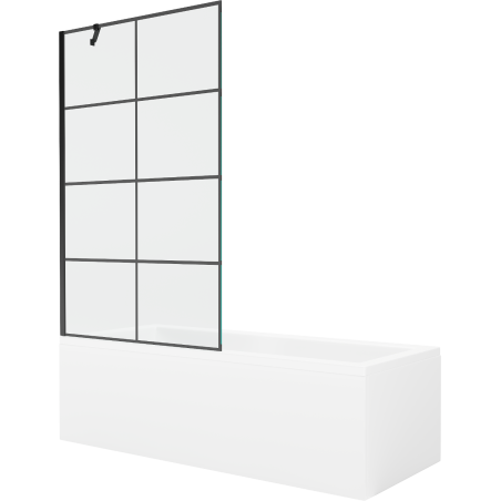 Mexen Cubik rectangular bath 150 x 70 cm with panel and 1-wing screen 100 cm, black pattern - 550315070X9510007077
