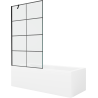 Mexen Cubik 150 x 70 cm rectangular bathtub with panels and a 1-wing screen 100 cm, black pattern - 550315070X9510007077