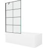 Mexen Cubik rectangular bath 150 x 70 cm with panel and 1-wing screen 100 cm, black pattern - 550315070X9510007077