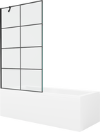 Mexen Cubik 150 x 70 cm rectangular bathtub with panels and a 1-wing screen 100 cm, black pattern - 550315070X9510007077