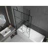 Mexen Cubik rectangular bathtub 150 x 70 cm with casing and 1-panel screen 100 cm, black pattern - 550315070X9510007077