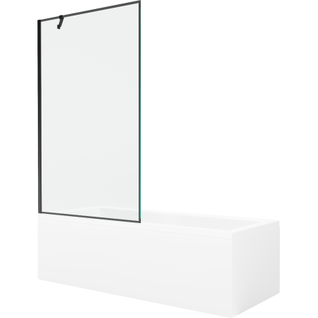 Mexen Cubik rectangular bathtub 150 x 70 cm with casing and 1-panel screen 100 cm, black pattern - 550315070X9510007070