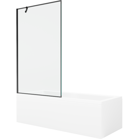 Mexen Cubik Rectangular Bathtub 150 x 70 cm with Casing and 1-wing Screen 100 cm, Black Pattern - 550315070X9510007070