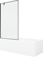 Mexen Cubik 150 x 70 cm rectangular bathtub with panels and a 1-wing screen 100 cm, black pattern - 550315070X9510007070