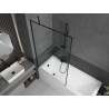 Mexen Cubik Rectangular Bathtub 150 x 70 cm with Casing and 1-wing Screen 100 cm, Black Pattern - 550315070X9510007070