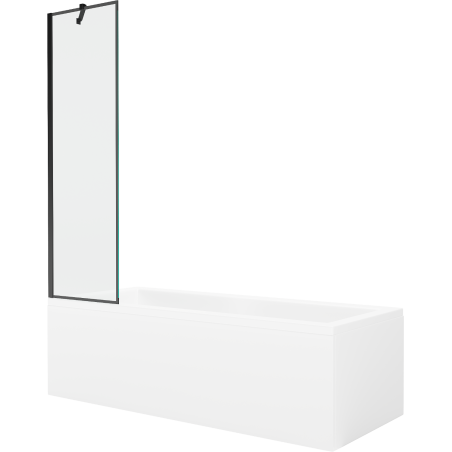 Mexen Cubik rectangular bath 160 x 70 cm with housing and 1-wing screen 50 cm, black pattern - 550316070X9505007070