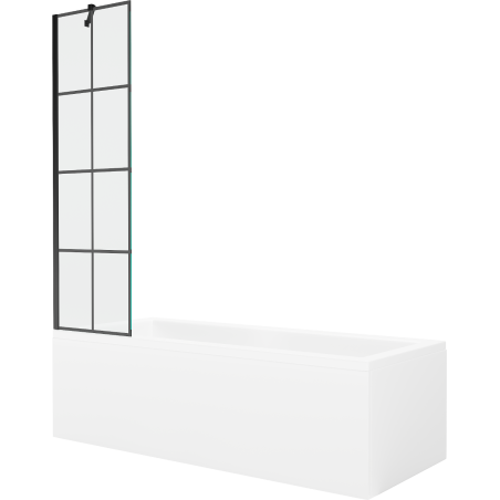 Mexen Cubik 160 x 70 cm rectangular bathtub with panels and a 1-wing screen 50 cm, black pattern - 550316070X9505007077