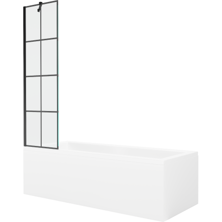 Mexen Cubik rectangular bath 160 x 70 cm with casing and 1-wing screen 50 cm, black pattern - 550316070X9505007077