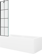 Mexen Cubik 160 x 70 cm rectangular bathtub with panels and a 1-wing screen 50 cm, black pattern - 550316070X9505007077
