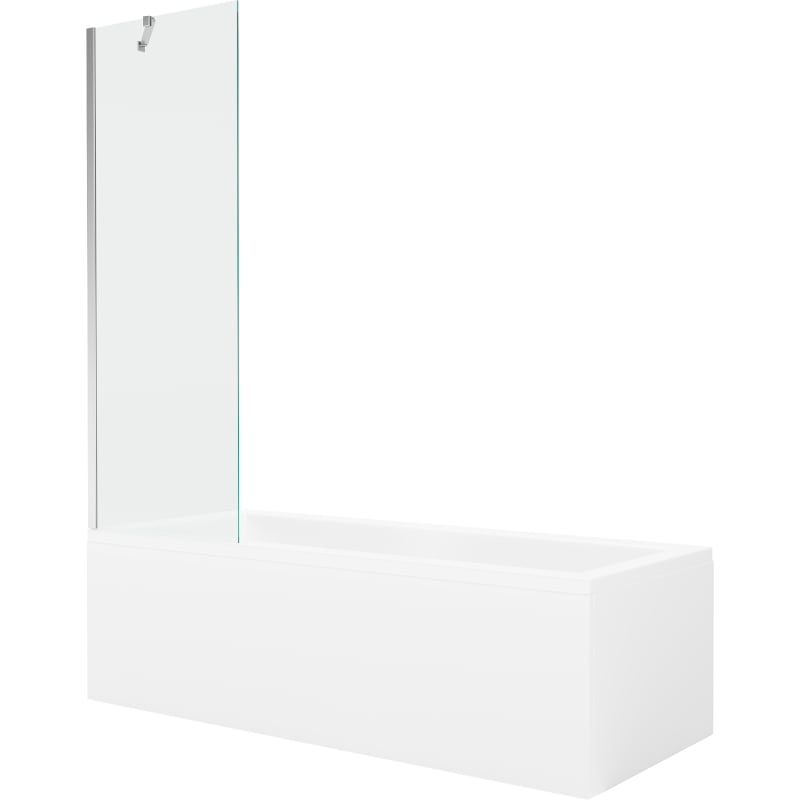 Mexen Cubik rectangular bathtub 160 x 70 cm with enclosure and 1-wing screen 60 cm, transparent, chrome - 550316070X9506000001