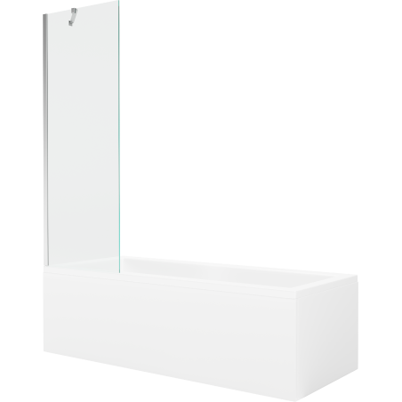 Mexen Cubik rectangular bathtub 160 x 70 cm with housing and 1-panel screen 60 cm, transparent, chrome - 550316070X9506000001