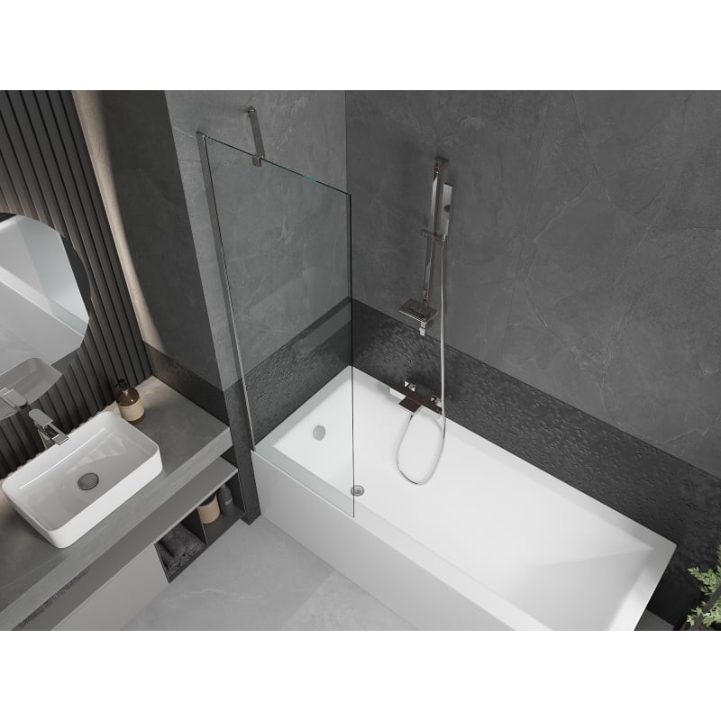 Mexen Cubik rectangular bathtub 160 x 70 cm with enclosure and 1-wing screen 60 cm, transparent, chrome - 550316070X9506000001