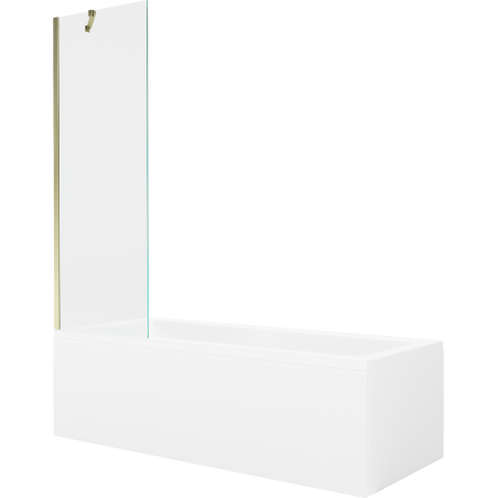 Mexen Cubik 160 x 70 cm rectangular bathtub with panels and a 1-wing screen 60 cm, transparent, gold - 550316070X9506000050