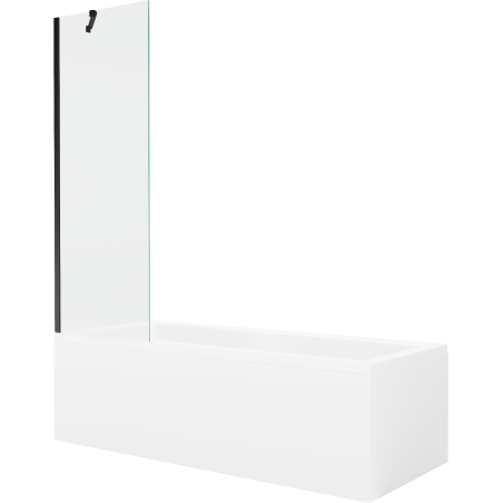 Mexen Cubik rectangular bathtub 160 x 70 cm with enclosure and 1-wing screen 60 cm, transparent, black - 550316070X9506000070