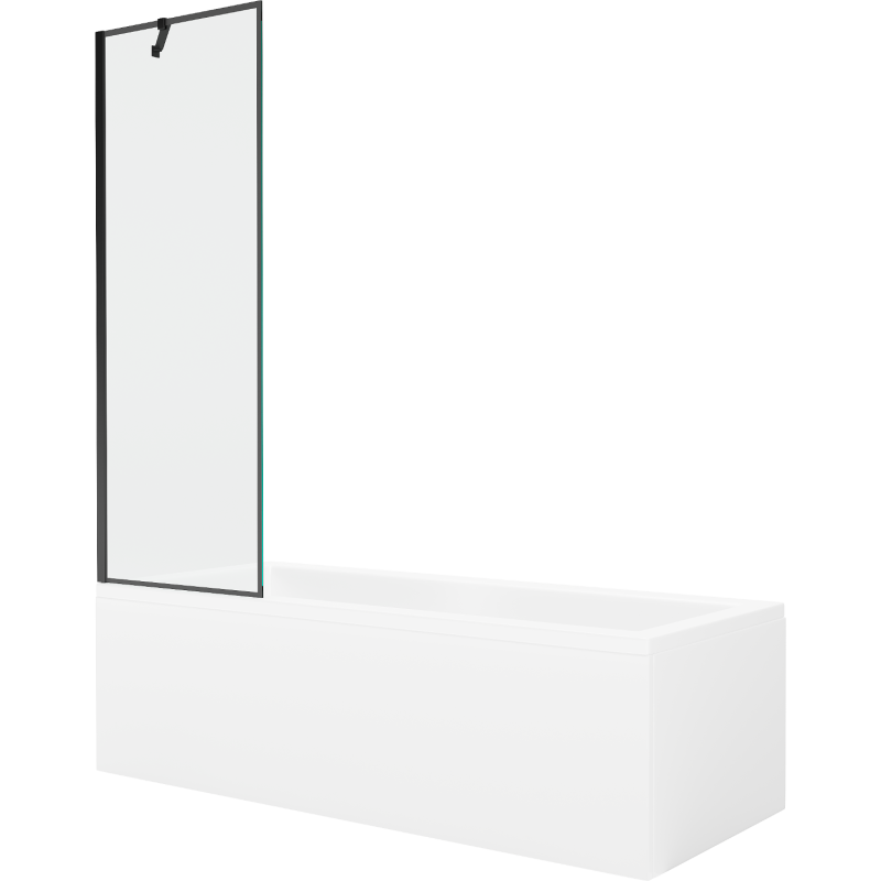 Mexen Cubik 160 x 70 cm rectangular bathtub with panels and a 1-wing screen 60 cm, black pattern - 550316070X9506007070