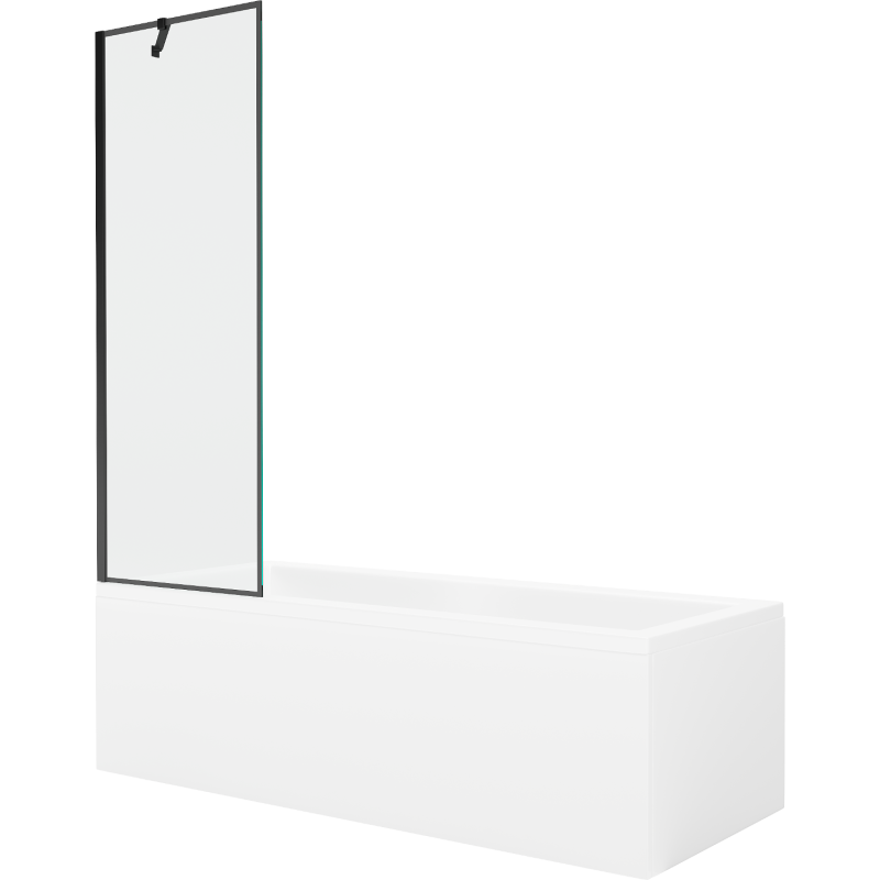Mexen Cubik rectangular bath 160 x 70 cm with casing and 1-wing screen 60 cm, black pattern - 550316070X9506007070