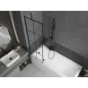 Mexen Cubik rectangular bathtub 160 x 70 cm with casing and 1-wing screen 60 cm, black pattern - 550316070X9506007077