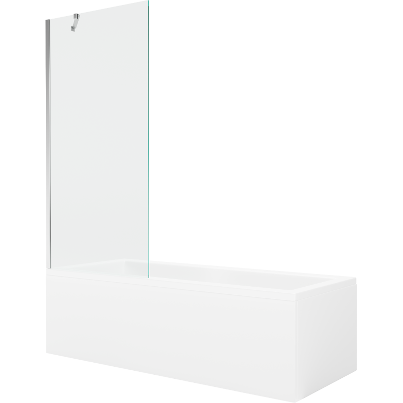 Mexen Cubik 160 x 70 cm rectangular bathtub with panels and a 1-wing screen 80 cm, transparent, chrome - 550316070X9508000001