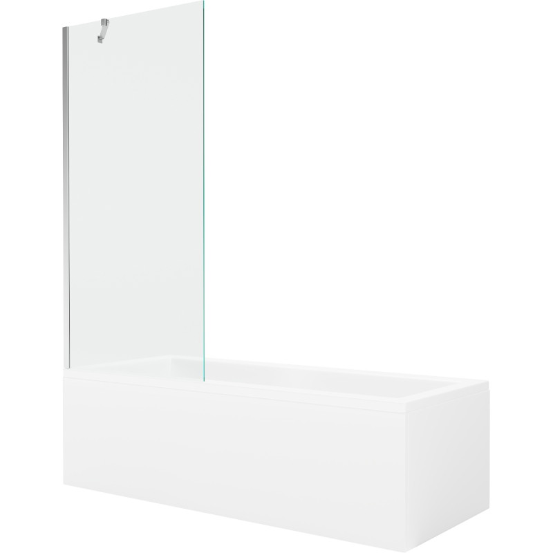 Mexen Cubik rectangular bathtub 160 x 70 cm with casing and 1-wing screen 80 cm, transparent, chrome - 550316070X9508000001