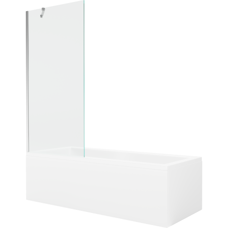 Mexen Cubik Rectangular bathtub 160 x 70 cm with housing and 1-wing screen 80 cm, transparent, chrome - 550316070X9508000001