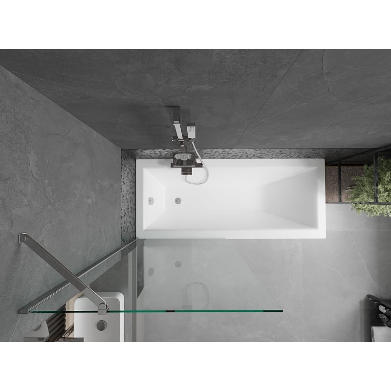 Mexen Cubik Rectangular bathtub 160 x 70 cm with housing and 1-wing screen 80 cm, transparent, chrome - 550316070X9508000001