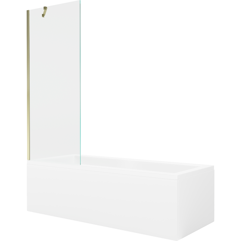 Mexen Cubik 160 x 70 cm rectangular bathtub with panels and a 1-wing screen 70 cm, transparent, gold - 550316070X9507000050