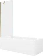 Mexen Cubik rectangular bathtub 160 x 70 cm with casing and 1-wing screen 70 cm, transparent, gold - 550316070X9507000050