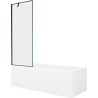 Mexen Cubik rectangular bath 160 x 70 cm with enclosure and 1-panel screen 70 cm, black pattern - 550316070X9507007070