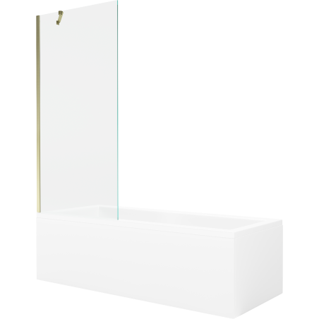 Mexen Cubik rectangular bathtub 160 x 70 cm with housing and 1-wing screen 80 cm, transparent, gold - 550316070X9508000050