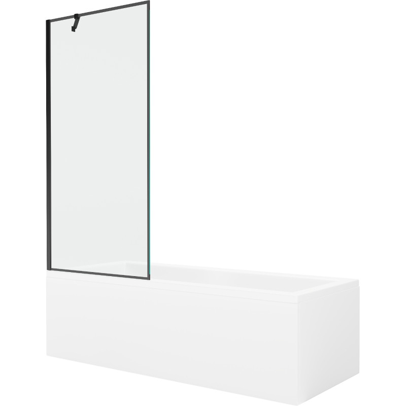 Mexen Cubik rectangular bathtub 160 x 70 cm with casing and 1-wing screen 80 cm, black pattern - 550316070X9508007070