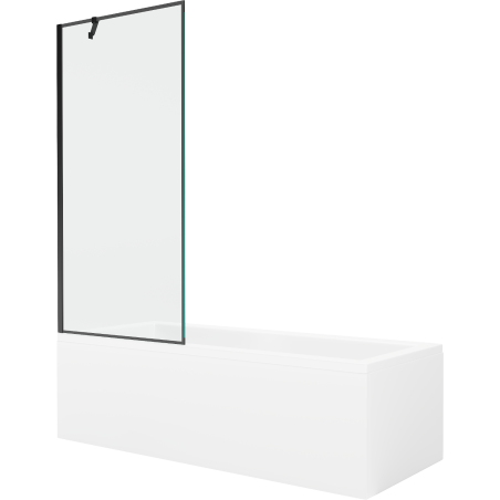 Mexen Cubik rectangular bathtub 160 x 70 cm with casing and 1-wing screen 80 cm, black pattern - 550316070X9508007070