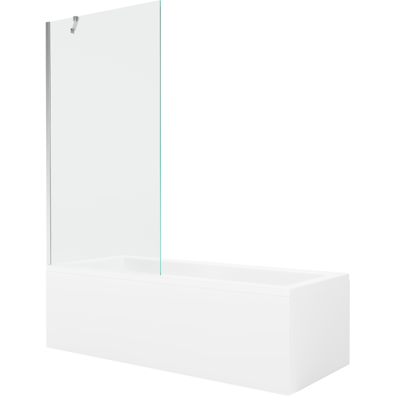 Mexen Cubik rectangular bathtub 160 x 70 cm with enclosure and 1-wing screen 90 cm, transparent, chrome - 550316070X9509000001