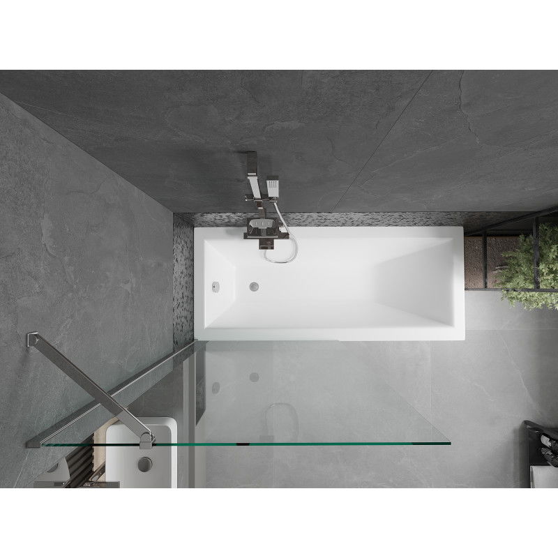 Mexen Cubik rectangular bathtub 160 x 70 cm with enclosure and 1-wing screen 90 cm, transparent, chrome - 550316070X9509000001