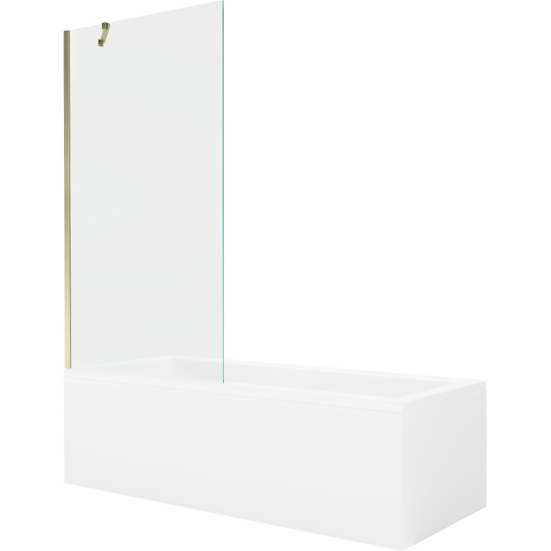 Mexen Cubik 160 x 70 cm rectangular bathtub with panels and a 1-wing screen 90 cm, transparent, gold - 550316070X9509000050