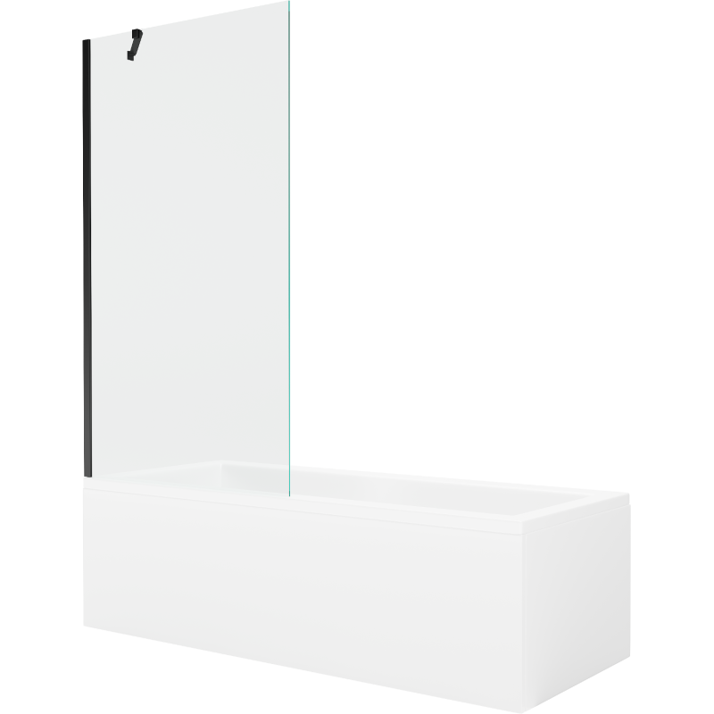 Mexen Cubik 160 x 70 cm rectangular bathtub with panels and a 1-wing screen 90 cm, transparent, black - 550316070X9509000070