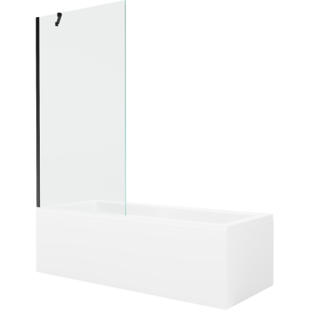 Mexen Cubik rectangular bathtub 160 x 70 cm with enclosure and 1-wing screen 90 cm, transparent, black - 550316070X9509000070